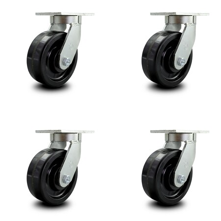 Service Caster 8 Inch Extra Heavy Duty Phenolic Wheel Swivel Top Plate Caster SCC, 4PK SCC-KP92S830-PHR-4